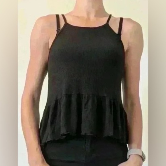 NWT American Eagle black casual lighweight flowy spaghetti strap Halter Tops M - Picture 1 of 4